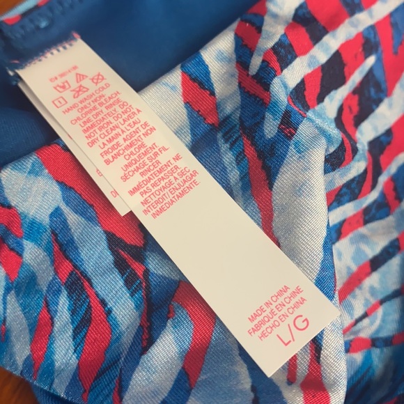 Victoria’s Secret Bikini Bottom Pink Blue High Cut Swimsuit Swim L Large New - Picture 5 of 6